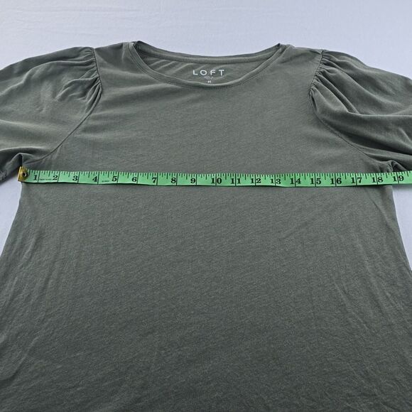 LOFT -1671 Short Eyelet Sleeve Sage Green‎ Top Medium - Picture 6 of 7